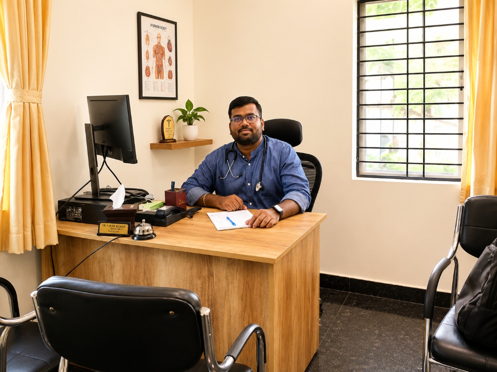Doctor in OPD consultation room